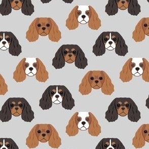 Tiny Cavalier King Dog Pattern - 4 Colors - Gray