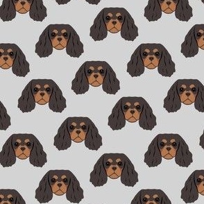 Tiny Cavalier King Dog Pattern - Black & Tan - Gray