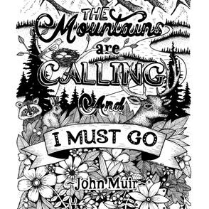 mountains are calling enlargement - 2 yards minky