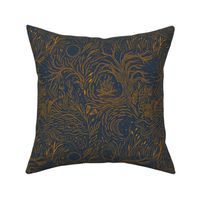 Autumn moon - Spoonflower navy and Spoonflower desert sun