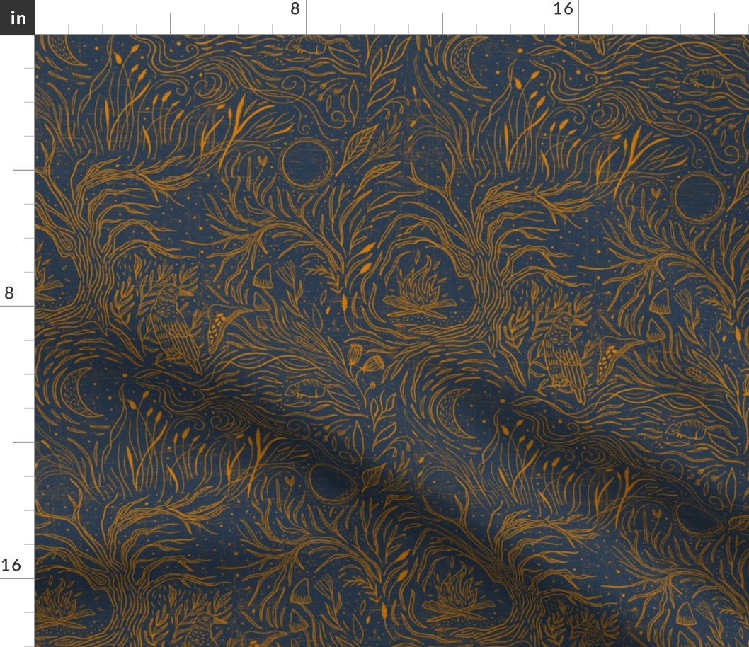 Autumn moon - Spoonflower navy and Spoonflower desert sun