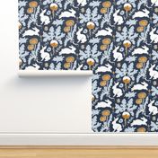 rabbits in the vegetable garden dark blue | medium