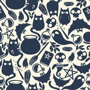 halloween witch cat - (big scale) navy white