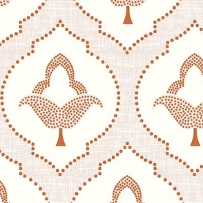 moroccan trellis with flowers/blush and burnt orange