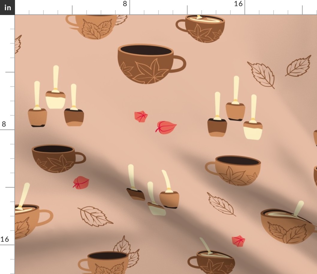 Hot Chocolate Cups and Chocolate Spoons Pattern