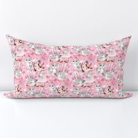 Cute Cat Cottage Girl - pink and white 