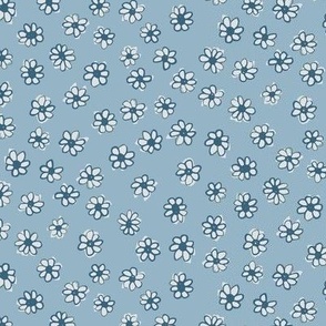 Simple Flower Garden in pale blue: large scale for crafts, quilting, home decor, soft furnishings and kids clothes