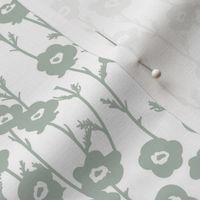 Little Scandinavian poppy flower boho blossom flowers on stem  floral design baby nursery texture sage green mint on white