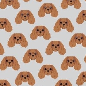 Tiny Cavalier King Dog Pattern - Ruby Brown - Gray