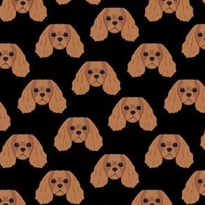 Tiny Cavalier King Dog Pattern - Ruby Brown - Black