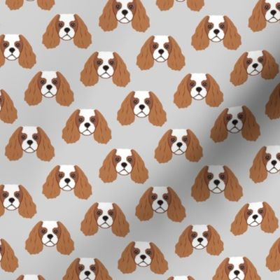 Tiny Cavalier King Dog Pattern - Blenheim - Gray