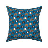 Tiny Cavalier King Dog Pattern - 4 Colors - Dark Blue