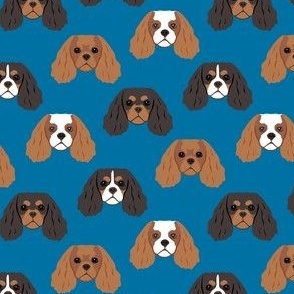 Tiny Cavalier King Dog Pattern - 4 Colors - Dark Blue