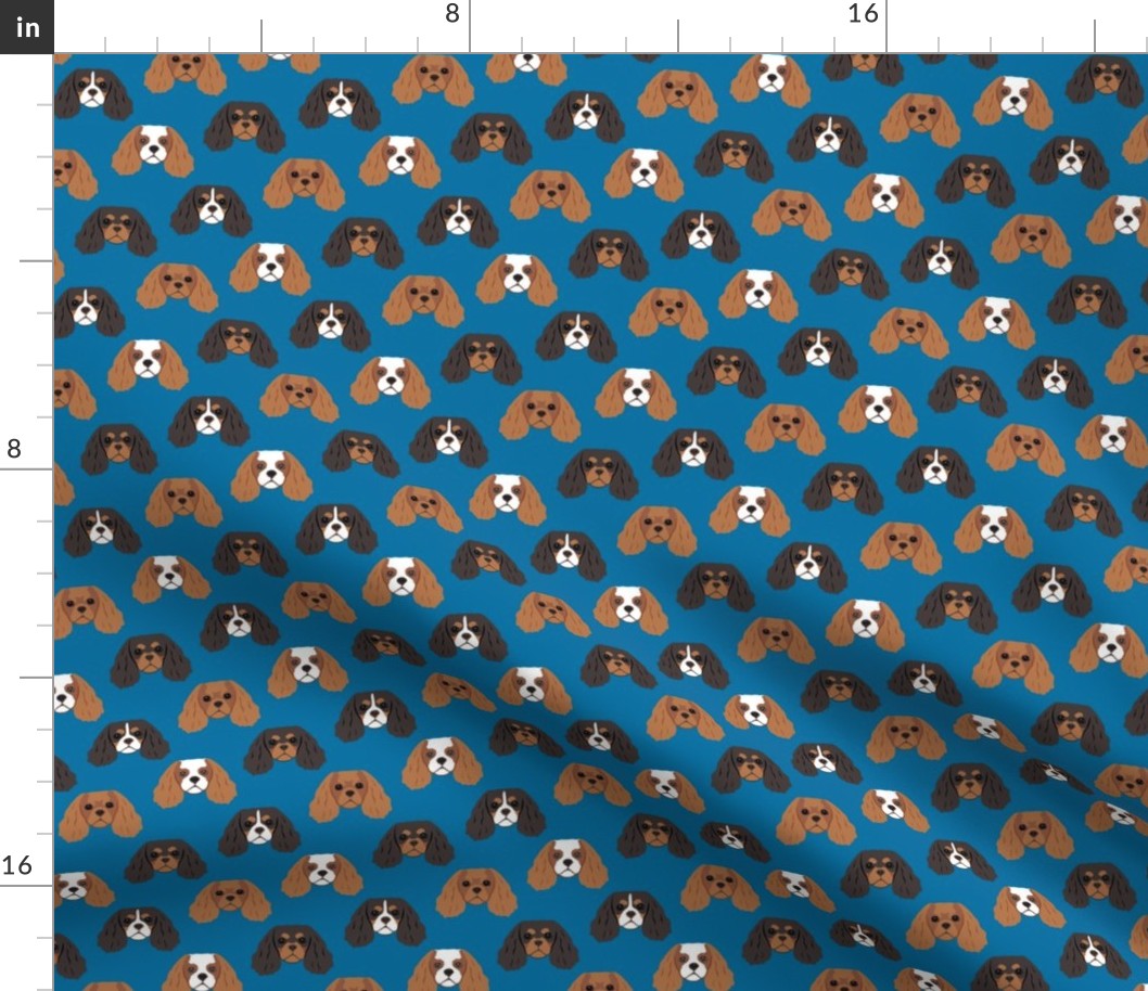 Tiny Cavalier King Dog Pattern - 4 Colors - Dark Blue