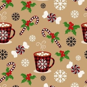 hot cocoa on tan background