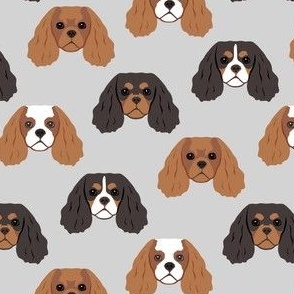 Small Cavalier King Dog Pattern - 4 Colors - Gray