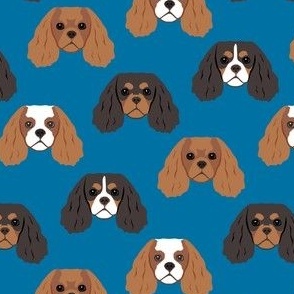 Small Cavalier King Dog Pattern - 4 Colors - Dark Blue