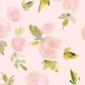 Blush rose garden on lake Como - watercolor florals - painted bloom for modern home decor bedding nursery a628-10