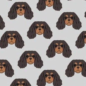 Small Cavalier King Dog Pattern - Black & Tan - Gray