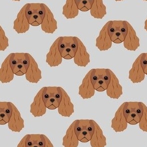 Small Cavalier King Dog Pattern - Ruby Brown - Gray