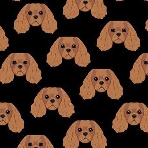 Small Cavalier King Dog Pattern - Ruby Brown - Black