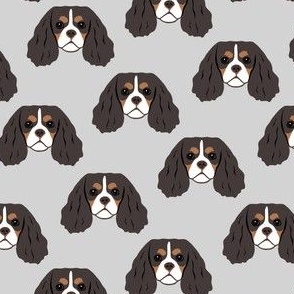 Small Cavalier King Dog Pattern - Tri-color - Gray