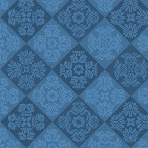 Floral Tiles in Blues