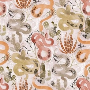 Wild and Sandy Snakes with Cacti - terracotta tones 