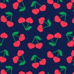 Heart Cherries - Valentine's Day Cherry  - red/navy - LAD21