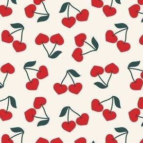 Heart Cherries - Valentine's Day Cherry  - red/cream - LAD21