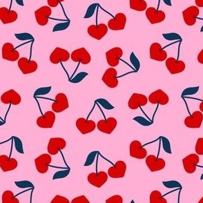 Heart Cherries - Valentine's Day Cherry  - red/dark pink - LAD21
