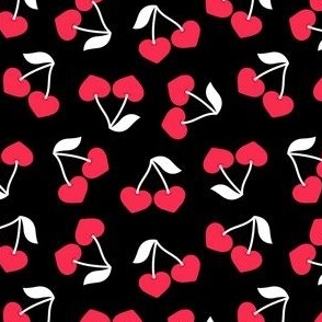 Heart Cherries - Valentine's Day Cherry  - red/black - LAD21