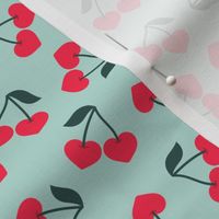 Heart Cherries - Valentine's Day Cherry  - mint - LAD21