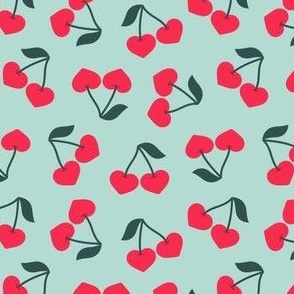 Heart Cherries - Valentine's Day Cherry  - mint - LAD21