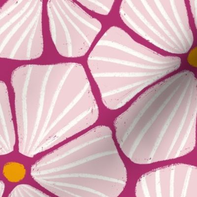 Plum Purple Flower Mosaic: Floral Seamless Pattern Mosaic Art Retro Dense Modern Abstract Line Art - L