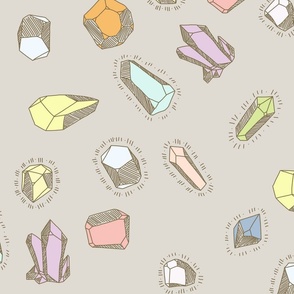 large - pastel crystals on beige