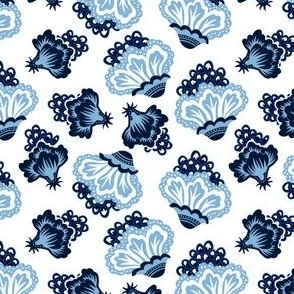 Freya Blue Floral - White Small Scale