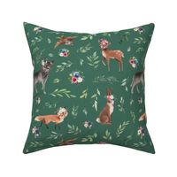 animals pink blue floral green