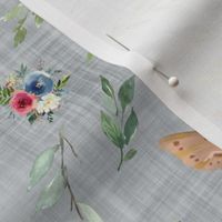 Fairy floral grey linen