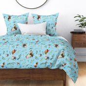 Fairy floral blue linen