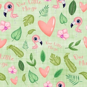 Flamingo green linen