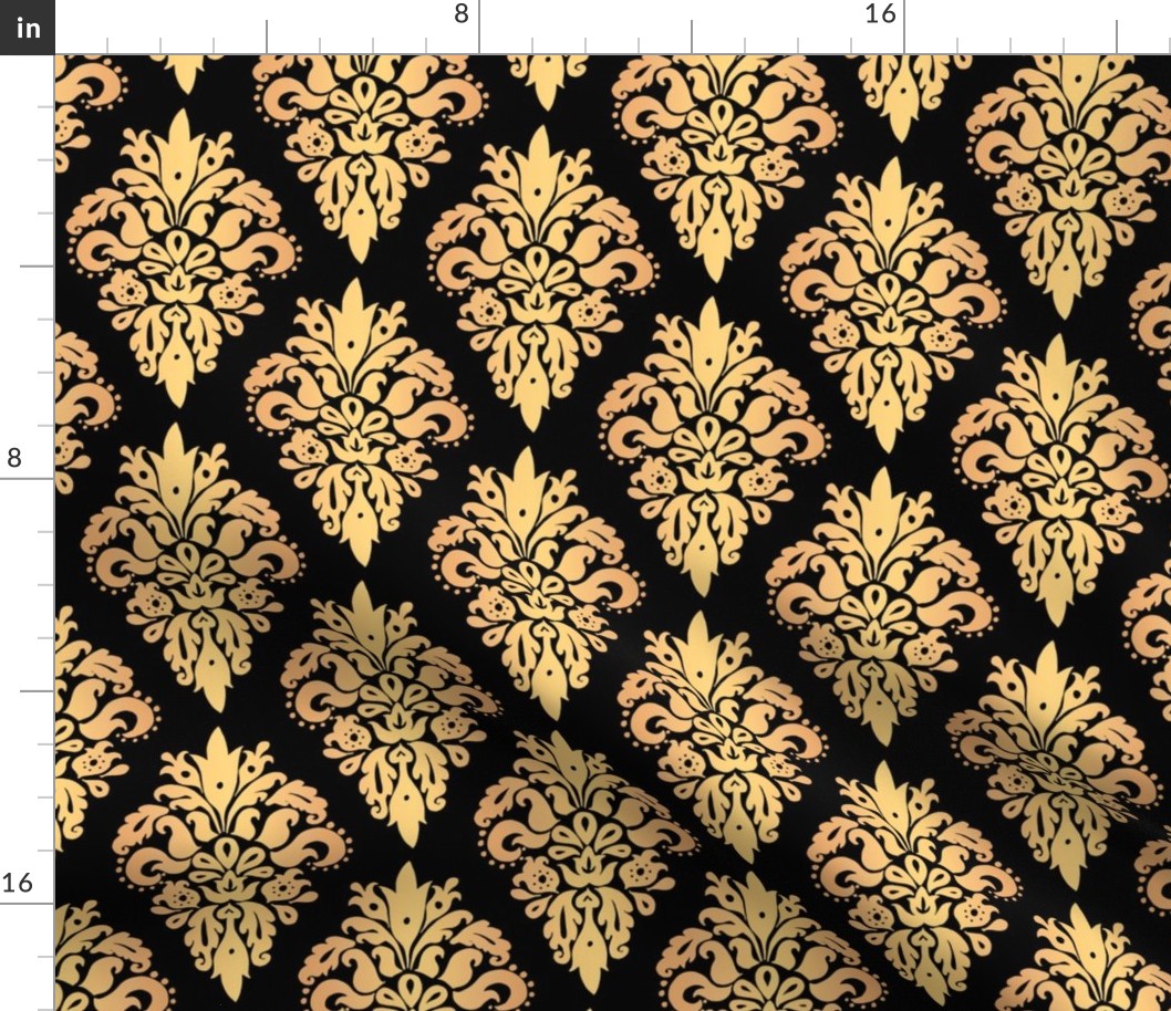 black gold damask pattern