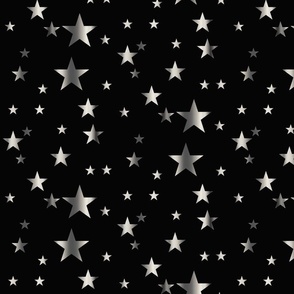 Starry night silver stars on black