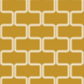 Vintage ogee bricks mustard yellow Wallpaper