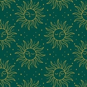 Sun Face Gold on Dark Green