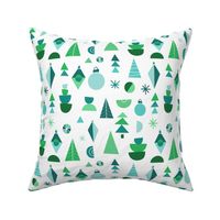 Mid-Century Christmas White Teal Green - Small