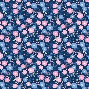 Sweet blossom garden romantic english liberty print white flowers nursery pink blush eclectic navy blue SMALL
