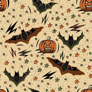 Halloween bat/pumpkin beige
