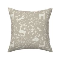 Woodland Animals and Branches Beige