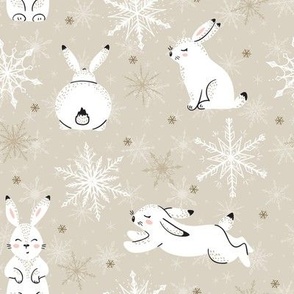 White Bunnies with Snowflakes